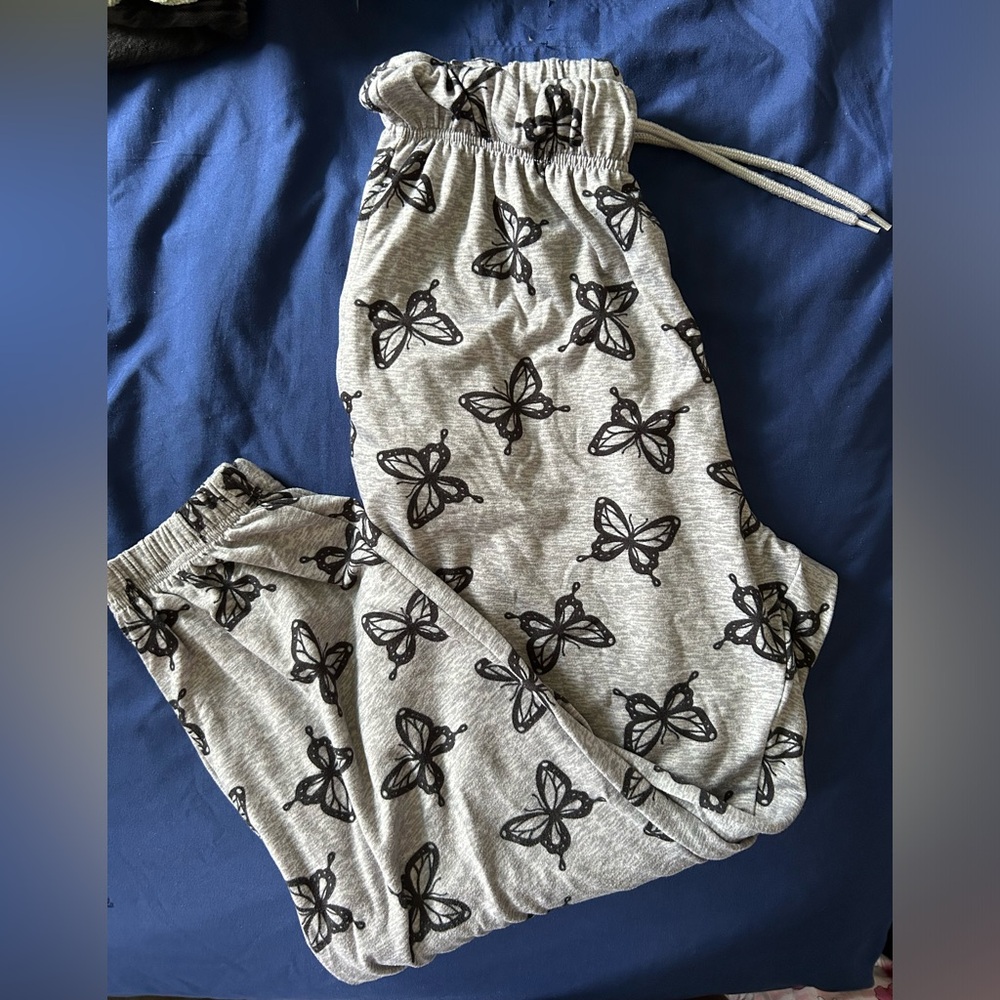 Butterfly Print Gray Joggers